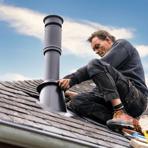 Installation de conduit de fumée sur toiture par un cheministe Vitalla à Oloron près de Gan et Navarrenx